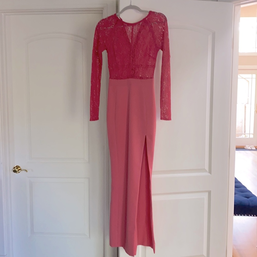 House Of Cb Pink Lace Gown
